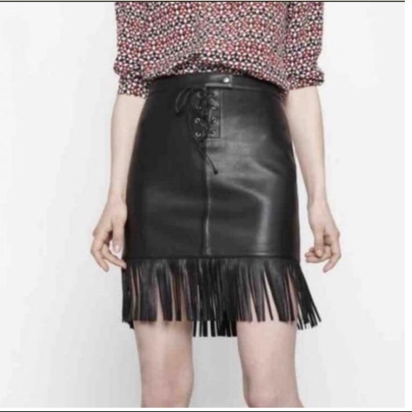 Maje Dresses & Skirts - SOLD.    Host pick 🎉Maje Leather Fringe skirt🎉